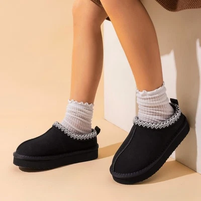 Niñas Niños Cálidas Zapatillas Niños Difusas Sin Cordones Interior Exterior Casa Zapatos Foto 1 de 4