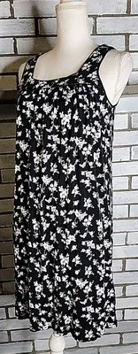 Charter Club 女式无袖花卉睡衣 XS 码黑白人造丝混纺 — 第 1/4 张图片