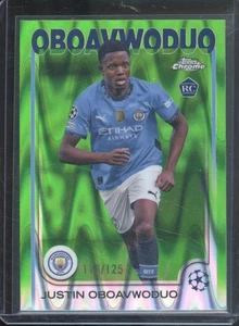 2024-25 Topps cromo UEFA JUSTIN OBOOVWODUO #144 novato verde neón RayWave/125 - Imagen 1 de 2