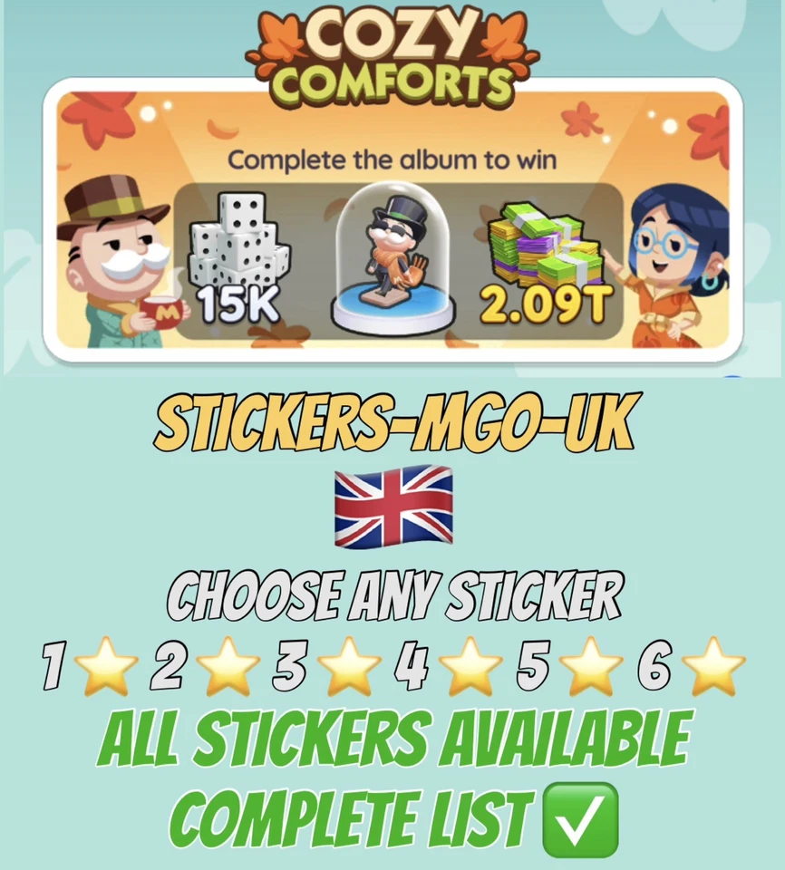 Mono_poly GO 🍩 Cozy Comforts 🥧 Choose Any Sticker ✅ Set 1-22 ⭐ FAST SEND! - Image 1 of 1