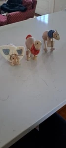JUEGO DE 3 ANAMALZ Madera Natural Posable ZOO ANIMALES Juguetes Estatuillas Dinosaurios - Imagen 1 de 5