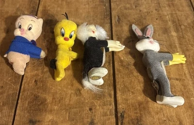 Vintage Sylvester,tweety, Porky And Bugs Bunny clip-on Hugger Cloth and Rubber - Image 1 of 4