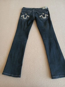 True religion women's Billy black denim silver sequin pocket jeans pants sz 26 - Picture 1 of 11