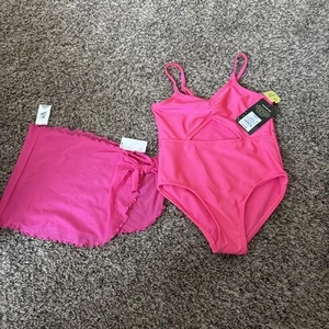 Art Class Girl's Size S (6/7) 'Free Spirit' Solid One Piece Swimsuit Pink +cover - Picture 1 of 6