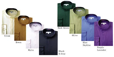 Men's Classic Mandarin Collar Dress Shirt Hidden Button Size 15~20  - Image 1 of 3