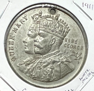 1911 GREAT BRITAIN CORONATION MEDAL WHITE METAL - Image 1 of 2