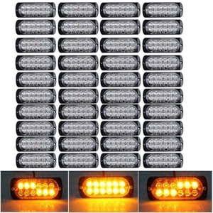 12 LED Amber Truck Car Emergency Beacon Warning Hazard Flash Strobe Light Bar - Picture 1 of 12