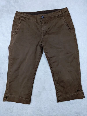 KAVU Mujer 8 Pantalones Cortos Marrón Pana Skimmer Cordón Tiro Bajo Largo Puño Dividido Foto 1 de 4