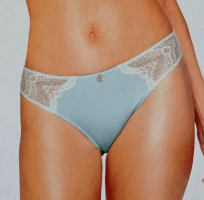 2 x Mini Slip Höschen Hell - Blau / Weiß mit Spitze L 44 - 46 by Sylvie Meis - Bild 1 von 3