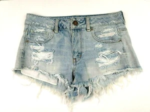 American Eagle Damen-Jeans-Shorts Größe 2 abgeschnitten Denim Used-Look helle Waschung - Bild 1 von 5