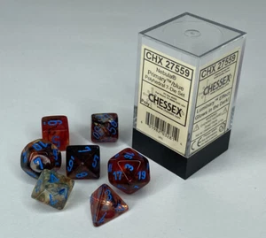 Chessex Nebula Primary Blue Luminary Polyhedral 7 Dice Set CHX 27559 TTRPG Die - Picture 1 of 11