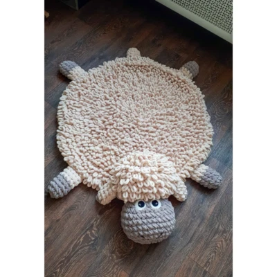 Baby rug Plush sheep play mat, Sheep rug for kids, Expecting mom gift, Newborn - Image 1 of 4