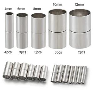 15pcs Brass Magnetic Clasps Column Platinum 5 Sizes Leather Cord End Caps - Picture 1 of 7