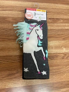 Girls Wonder Nation Unicorno L 4-10  Knee High 3 Pairs Socks /Shoe MULTICOLOR - Picture 1 of 2