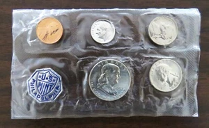1957 Silver Proof Set US Mint - No Envelope - 90% Silver - 5 Coins Franklin Half - Picture 1 of 2