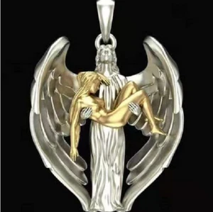 GUARDIAN ANGEL WING PROTECT JESUS PRAY pendant 20" 925 Sterling Silver Necklace - Picture 1 of 9