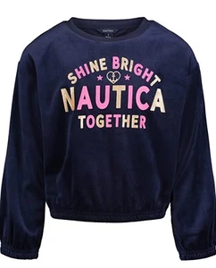 Nautica Girls' Fleece Popover Crewneck Sweatshirt Size-4 - Picture 1 of 2