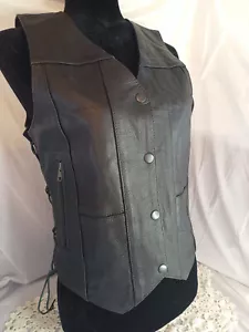 Xelement Advanced Motorcycle Gear Womens Leather Biker Vest LaceUp Sides size S - Picture 1 of 18