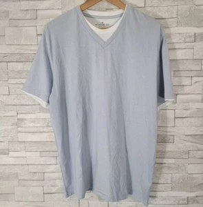 Mens BHS T Shirt Medium White Layered V Neck Top Cotton Jersey ATLANTIC BAY - Picture 1 of 9