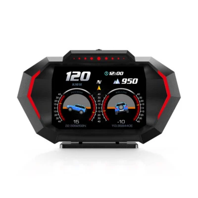 Car Head Up Display OBD2 HUD Digtial Water Oil Temp Turbo Press lnclino Meter - Image 1 of 4
