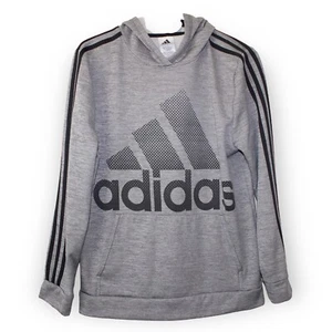 Adidas Hoodie Sweatshirt Pullover Youth Boys XL 18/20 Gray With Black Graphics - Picture 1 of 12