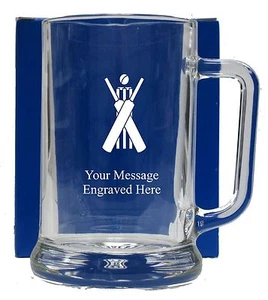 Personalised Cricket Pint Glass Tankard Birthday Free Gift Box GT19 - Picture 1 of 1