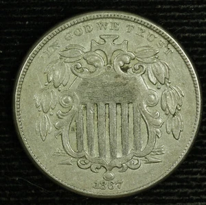 Shield Nickel. 1867 Choice Very Fine. Lot # 9049-136-077 - Picture 1 of 2