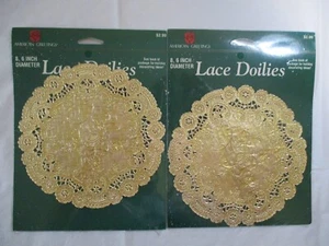 Lote de 2 Paquetes Ocho 6" American Greetings Dorado Encaje Dorados Nuevo Sin Abrir 1987 - Imagen 1 de 4