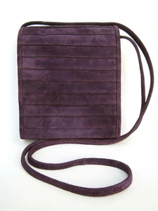 ANDRE CELLINI ITALY PURPLE TUCKED-FRONT FULL-FLAP SHOULDER BAG VTG 1980's NWOT - Picture 1 of 10