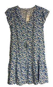 Vestido GAP Mediano Nuevo con Etiquetas Azul Estampado Floral Cordón Cintura Volantes Manga Acampanada - Imagen 1 de 13