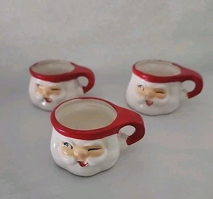 Three Vintage Holt Howard Winking Santa Mini Mugs 1960 Japan GREAT! - Picture 1 of 15