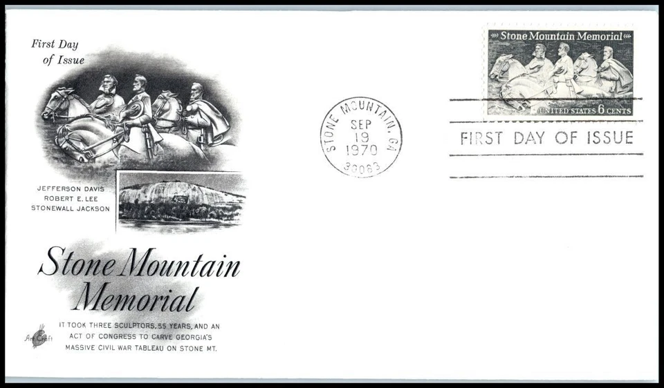 1970 🇻🇳 Stone Mountain Georgia Memorial Sc 1408 FDC ArtCraft cachet UA - Image 1 of 1