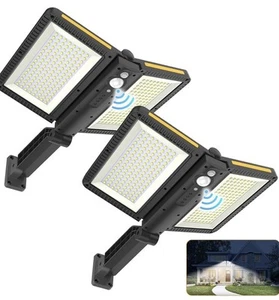 2 Pack Ropelux Solar Flood Lights 6000 Lumens Dual Motion Sensor Security Street - Picture 1 of 8