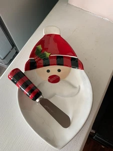 Fitz and Floyd Santa Santa Snack Plate With Spreader Christmas 2009 N.I.B - Picture 1 of 9