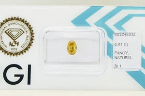 Certified Oval Shape Diamond Fancy Brown Yellow Color Loose 0.61 Carat SI1 IGI - Picture 1 of 6