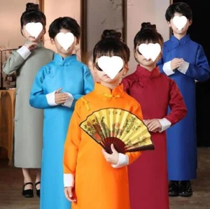 Kid Child Tang Suits Chinese Style Long Coat Boy Costume Crosstalk Chorus Jacket - Picture 1 of 30