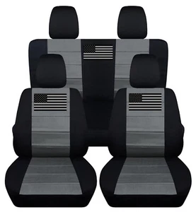 Se adapta a Jeep Wrangler JK 2011-2017 2 puertas cubiertas de asiento delanteras y traseras bandera americana - Imagen 1 de 8
