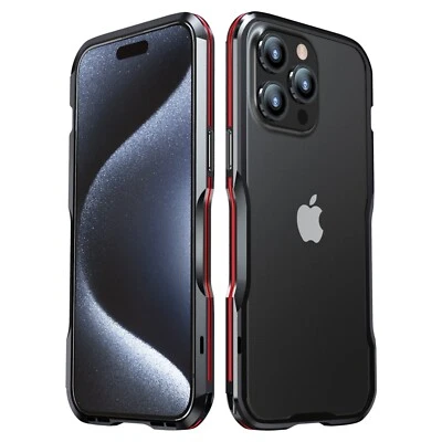 For iPhone 16 17 Pro Max 15 14 Shockproof Aluminum Alloy Frame Metal Bumper Case - Image 1 of 4