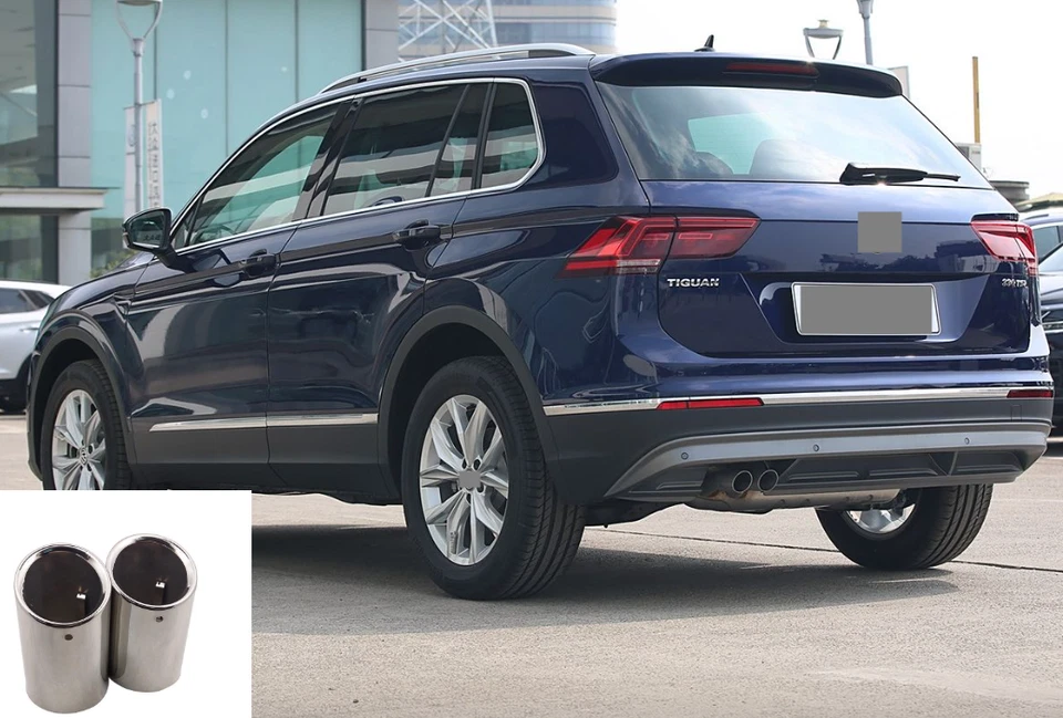 Tubo de escape silenciador punta escape trasero coche para VW Volkswagen Tiguan 2008-2019 2 piezas Foto 1 de 4