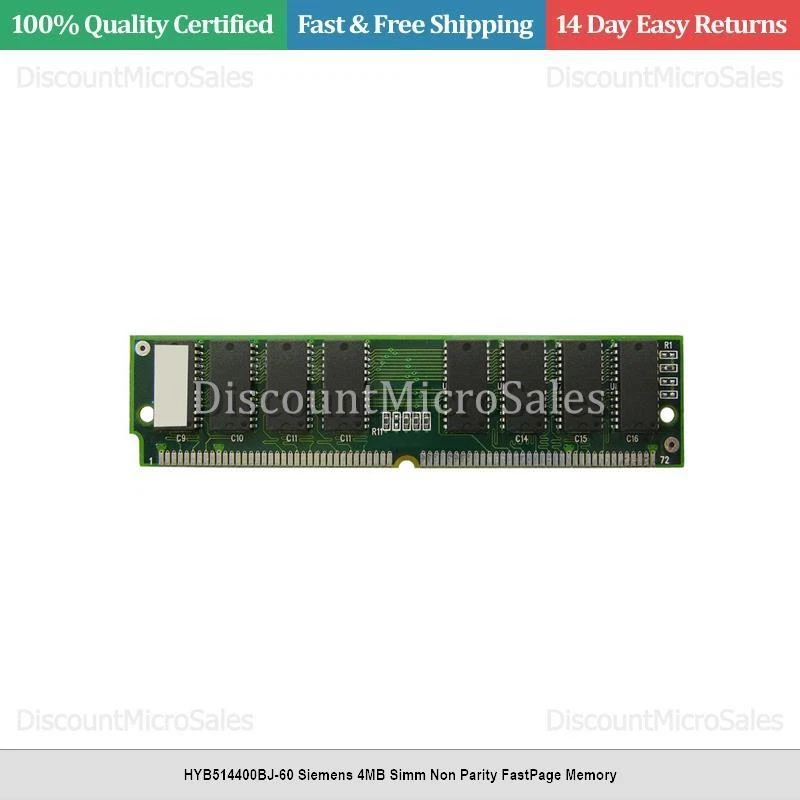 HYB514400BJ-60 Siemens 4MB Simm Non Parity FastPage Memory - Image 1 of 1