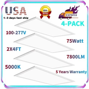 2x4 LED Flat Panel Recessed Light, 0-10V Dimmable Drop Ceiling Lights, 120LM/W - Picture 1 of 25