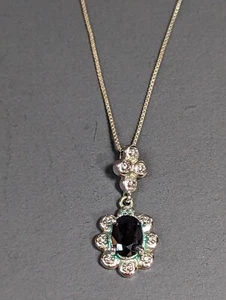 WM Sterlingsilber blauer Stein Anhänger 17" Box Kette Halskette 925 Italien - Bild 1 von 24