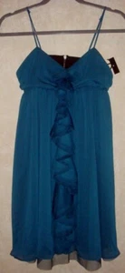 STEVE MADDEN Cascading Ruffle Dream Teal Blue Spaghetti Strap Dress NEW Jrs Sz S - Picture 1 of 3