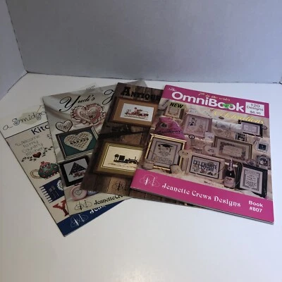 4 Jeanette Crews Designs Assorted Cross Stitch Pattern Books Lot Kitchen Tractor - Image 1 of 4