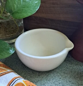 White Ceramic Mortar ONLY 5" Chinese Thick Spice Herbs Farmhouse Rustic  - Picture 1 of 5