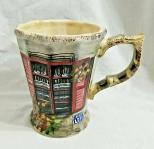 Rue De Paris Tabletops Unlimited Large Coffee Mug Cup Red Window Shutter - Picture 1 of 10