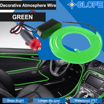 Neon 3M LED Cold Light Glow EL Wire Strip Rope Tube Decor Car Party + Controller - Image 1 of 4