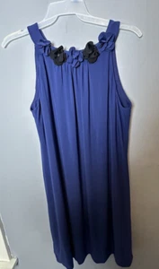 Dressbarn Blue Sleeveless Flirty Dress Sz 14 Embellished Knee Length - Picture 1 of 6