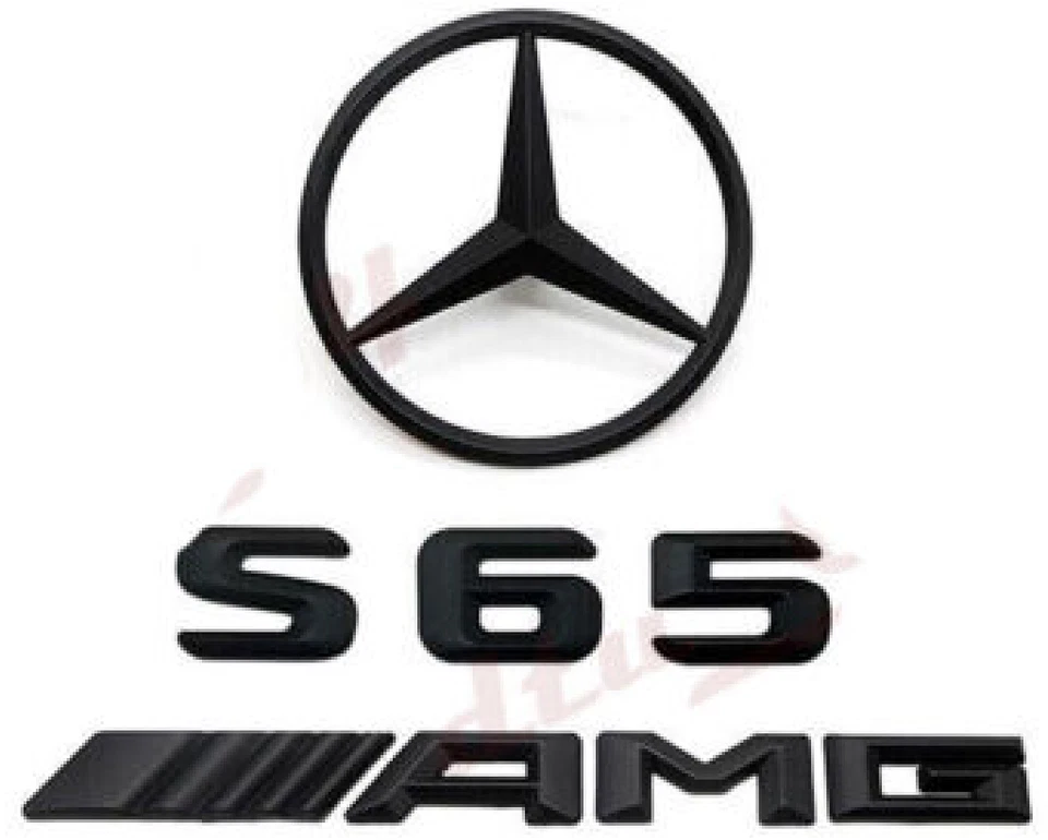 Mercedes Benz S65 SEDAN W222 AMG Rear Star Badge Set Y2013-2020 Gloss BLK - Image 1 of 1