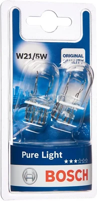 Bosch W21/5W (580) Pure Light Car Light Bulbs - 12 V 21/5 W W3X16Q - 2 Bulbs - Image 1 of 4